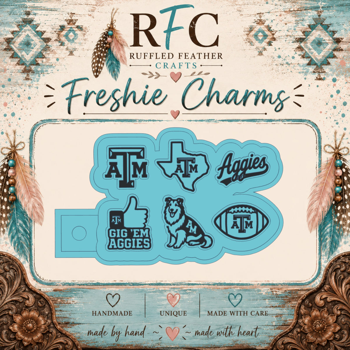 Texas College Spirit Freshie Charm Mold Set | 6 Mini Designs