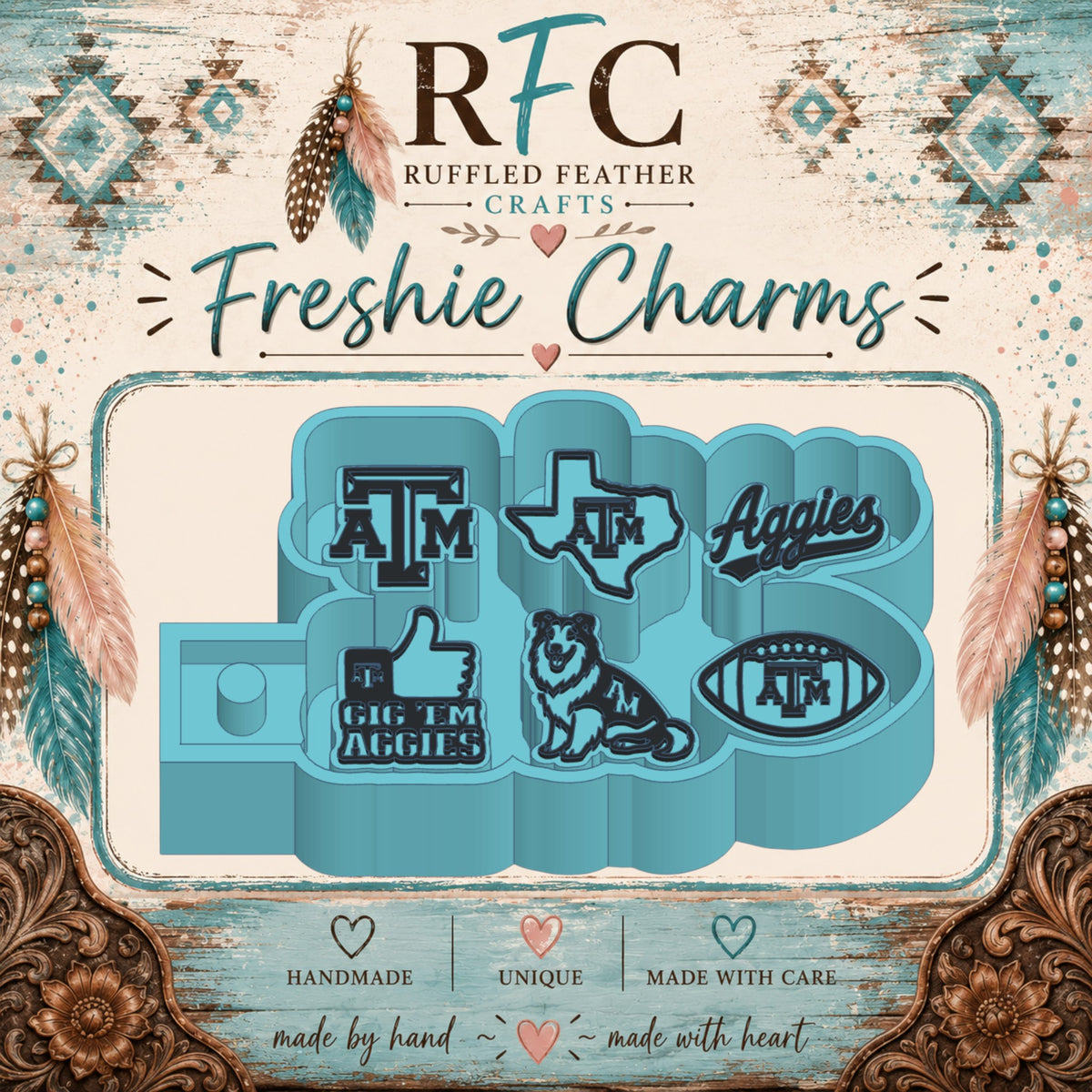 Texas College Spirit Freshie Charm Mold Set | 6 Mini Designs