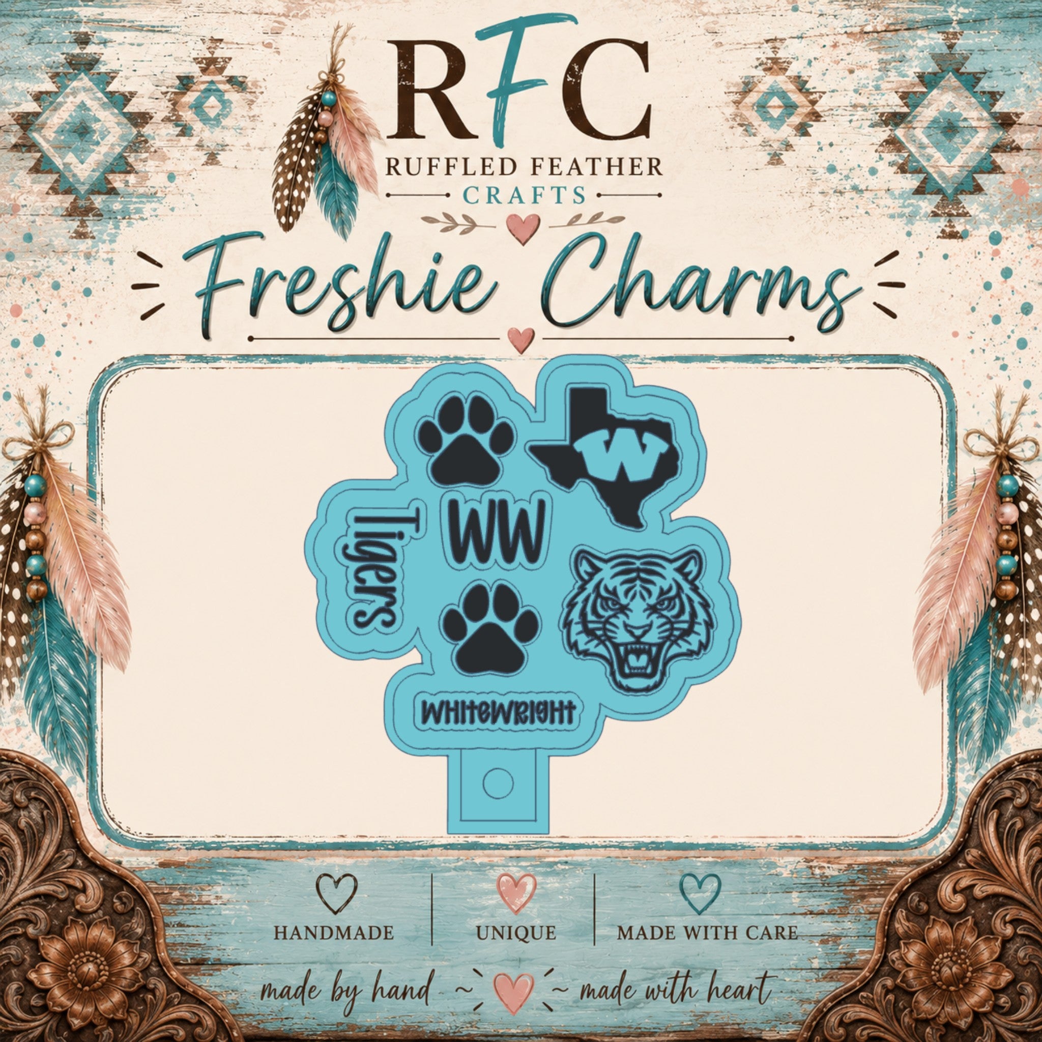 Whitewright Tigers School Spirit Freshie Charm Mold Set | 7 Mini Designs