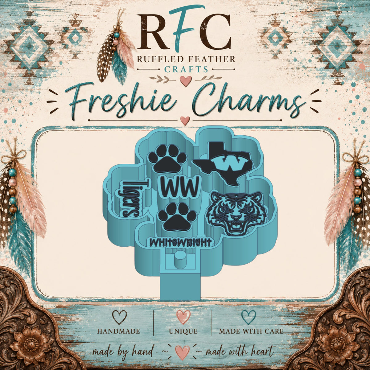 Whitewright Tigers School Spirit Freshie Charm Mold Set | 7 Mini Designs