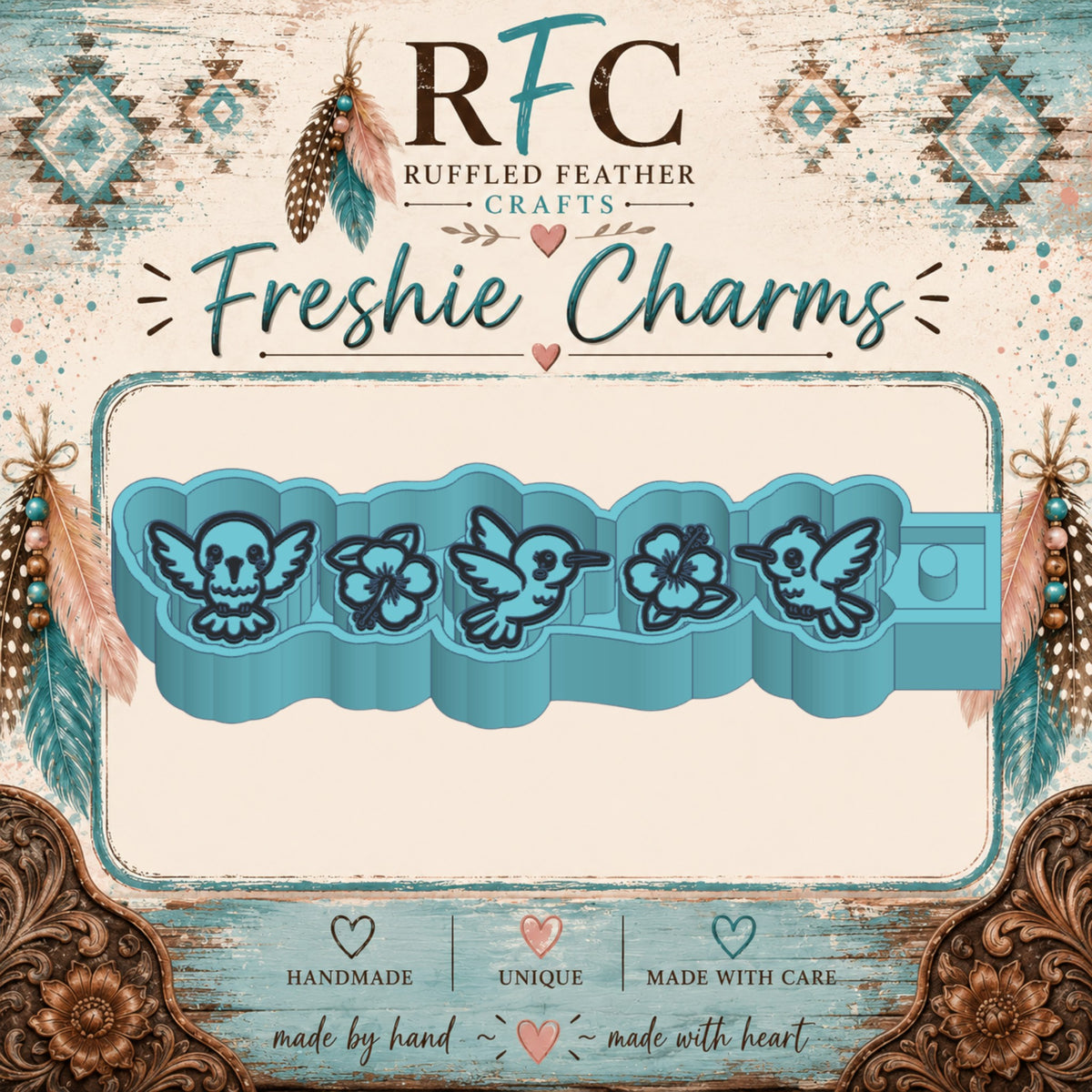 Hummingbirds & Hibiscus Freshie Charm Mold Set
