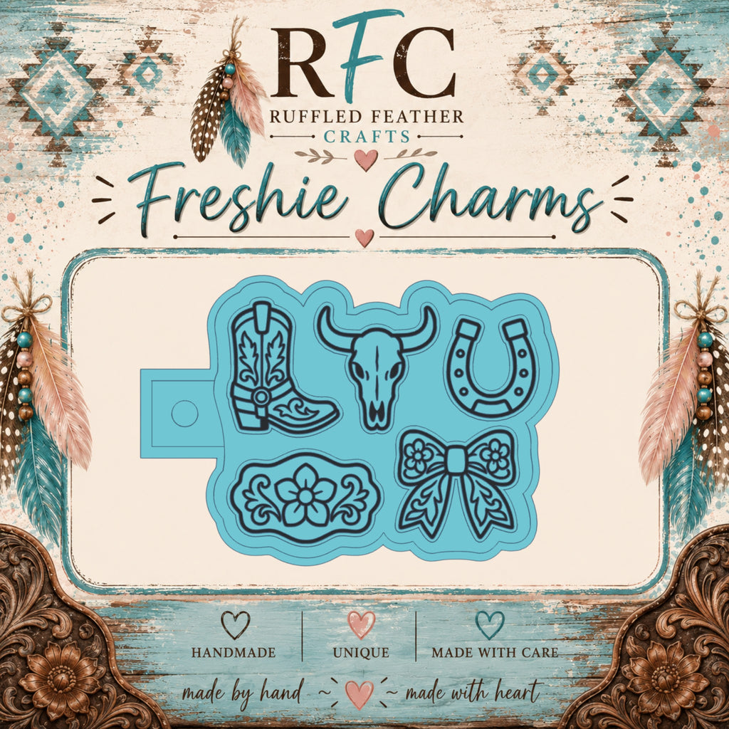 Western Tooled Freshie Charm Set | Mini Scented Car Freshies