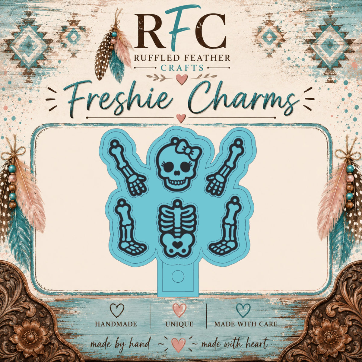 Girly Skeleton Freshie Charm Set | 5 Mini Scented Car Freshies