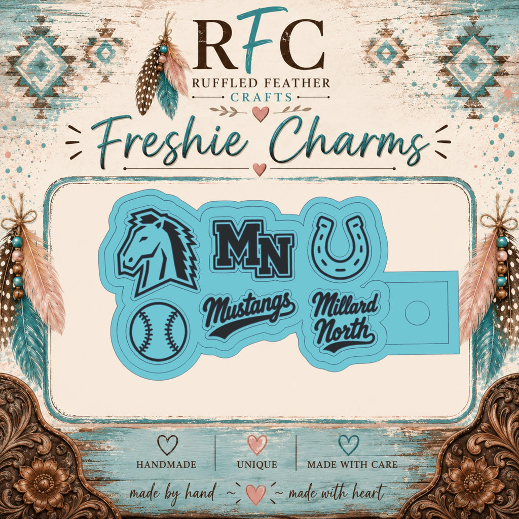 Millard North Mustangs Freshie Charm Set | 6 Mini Scented Car Freshies