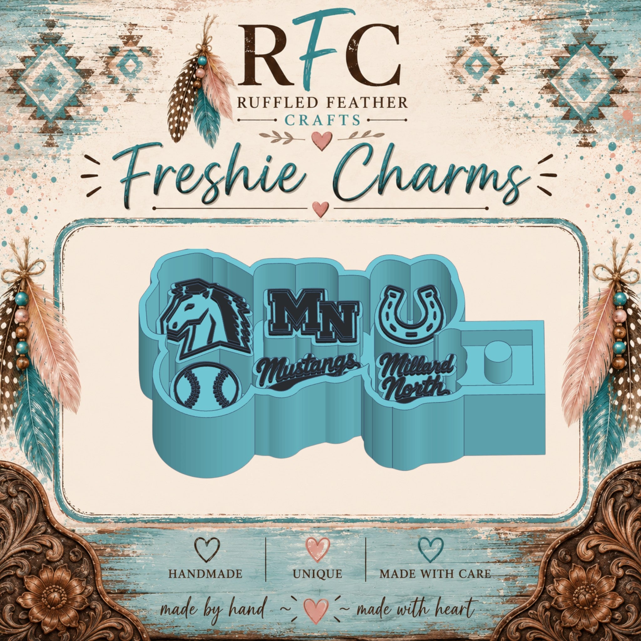 Millard North Mustangs Freshie Charm Mold