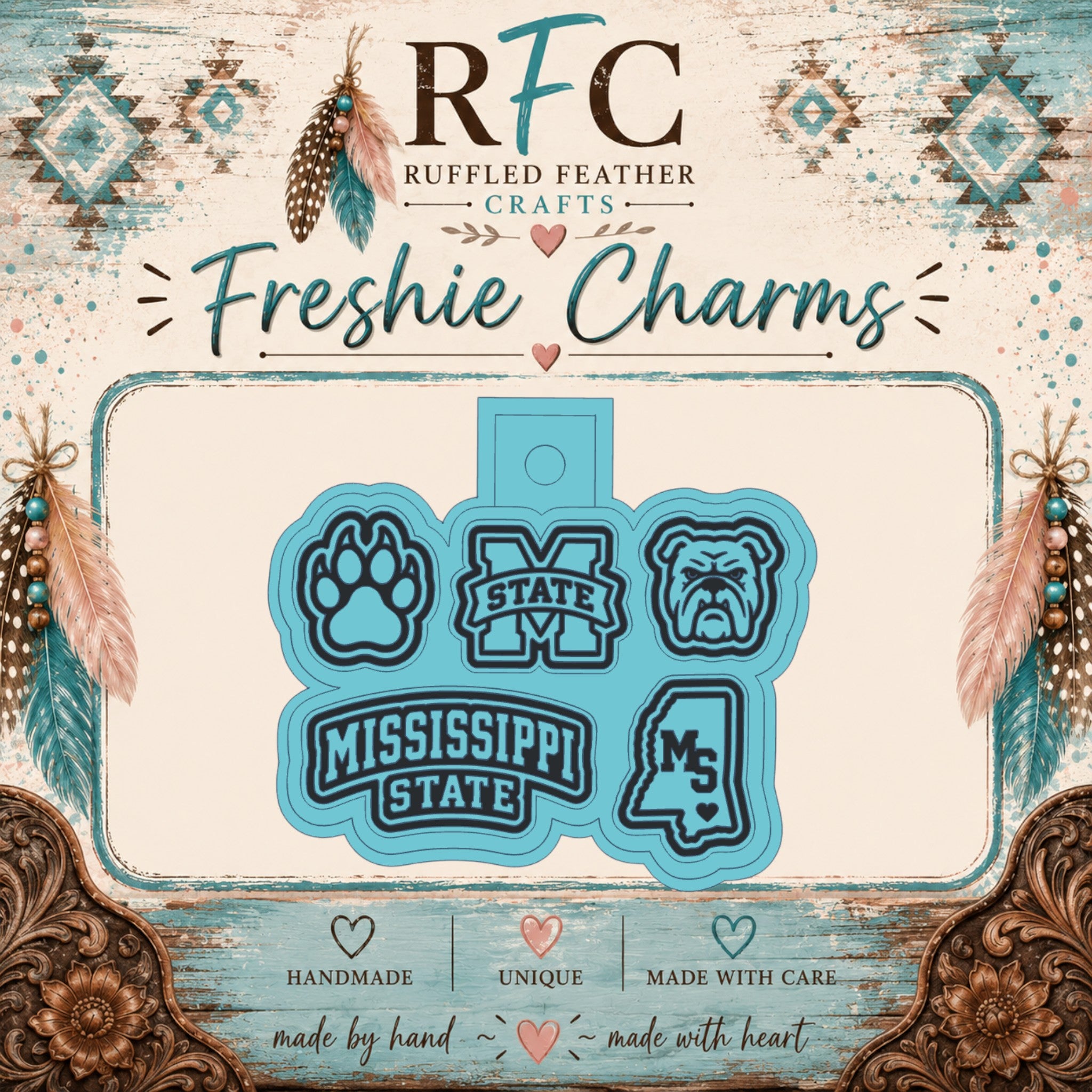 Mississippi State Freshie Charm Set | 5 Mini Scented Car Freshies