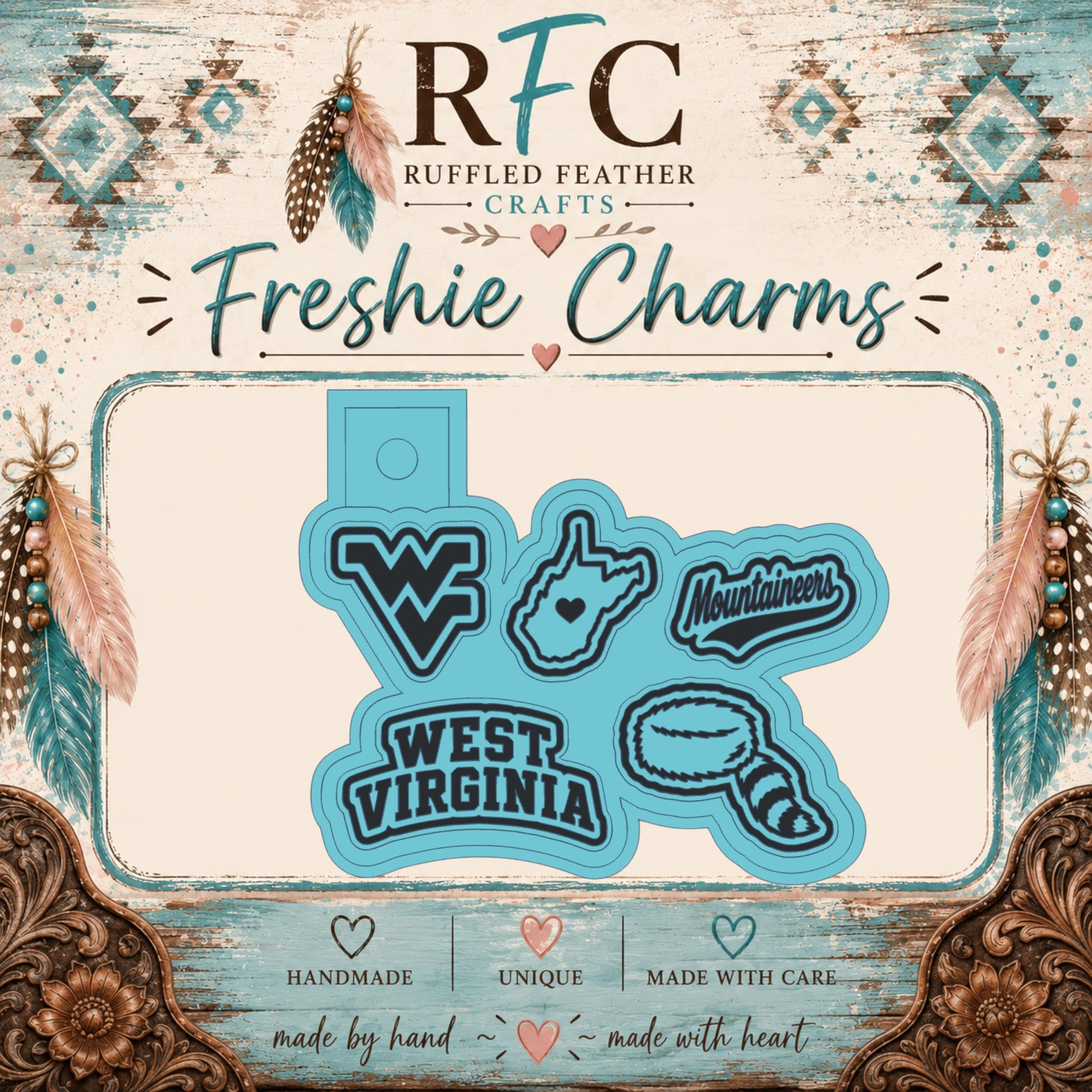 West Virginia Mountaineers Freshie Charm Set