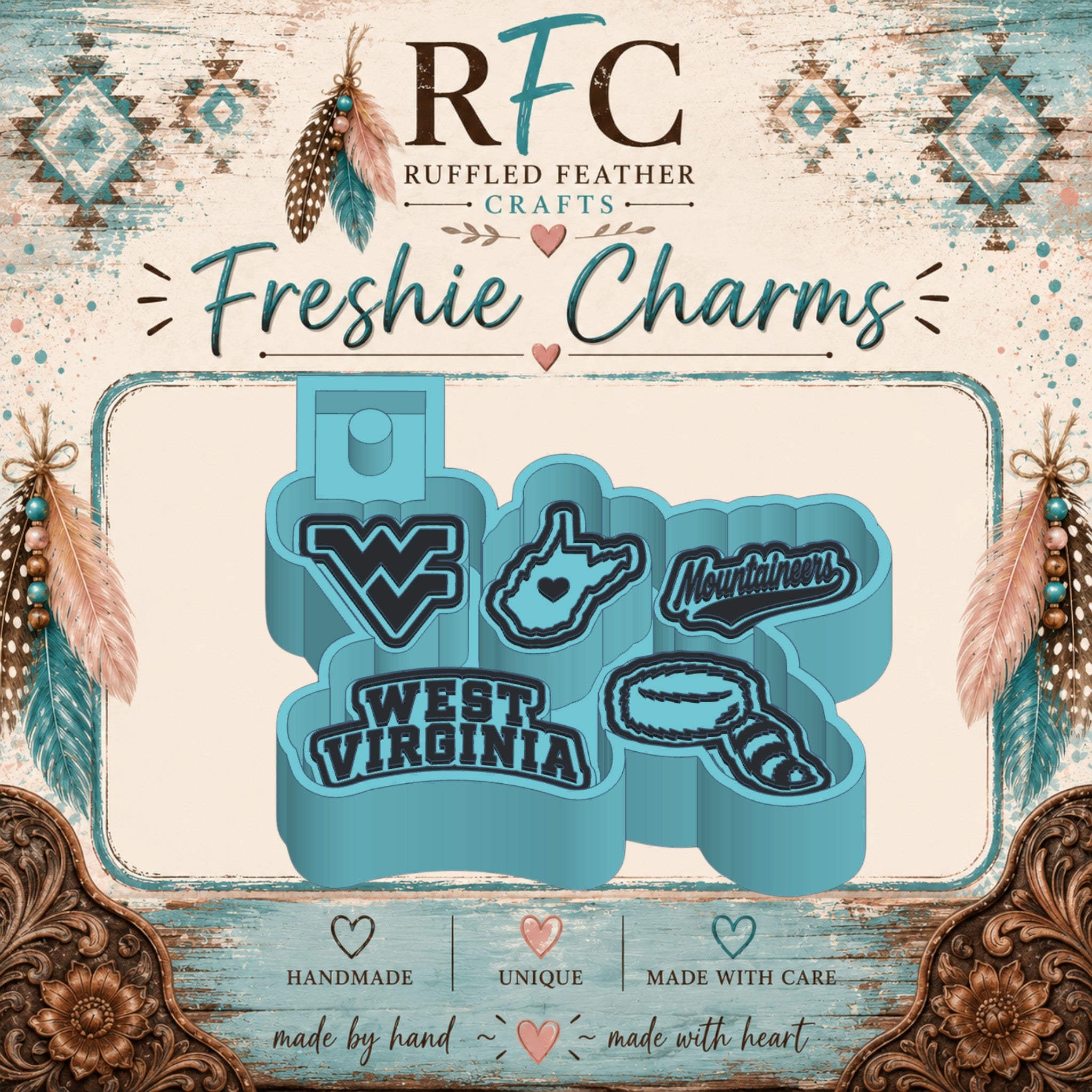 West Virginia Mountaineers Freshie Charm Mold