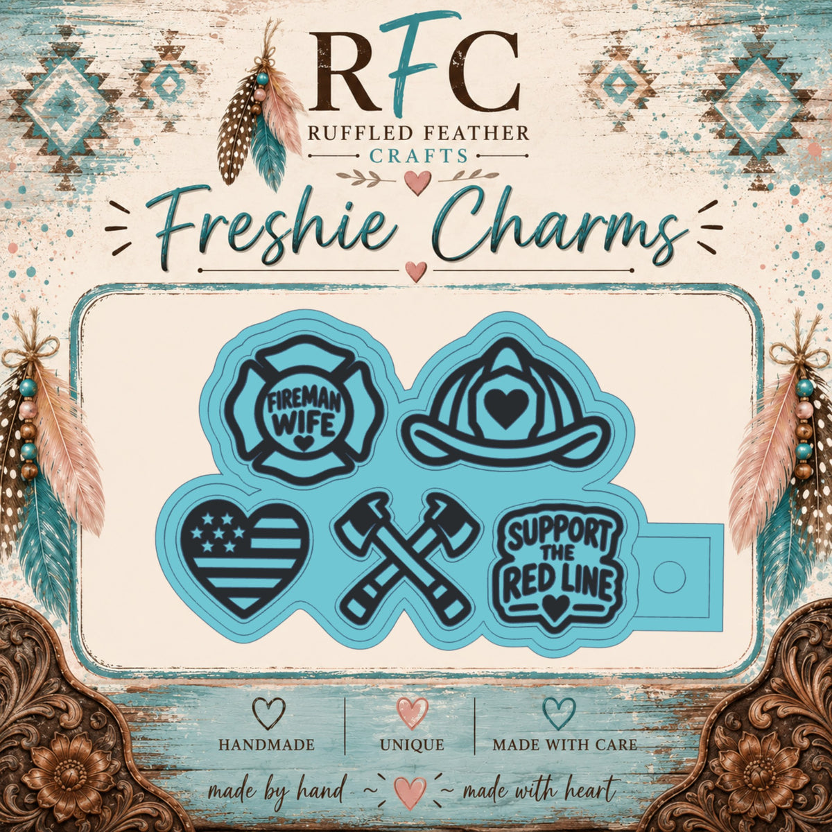 Fireman Wife | Finished & Scented Freshie Charm Set