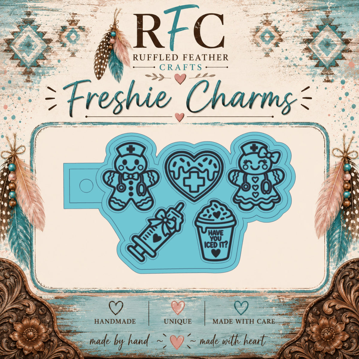 Gingerbread Nurse | Finished & Scented Freshie Charm Set