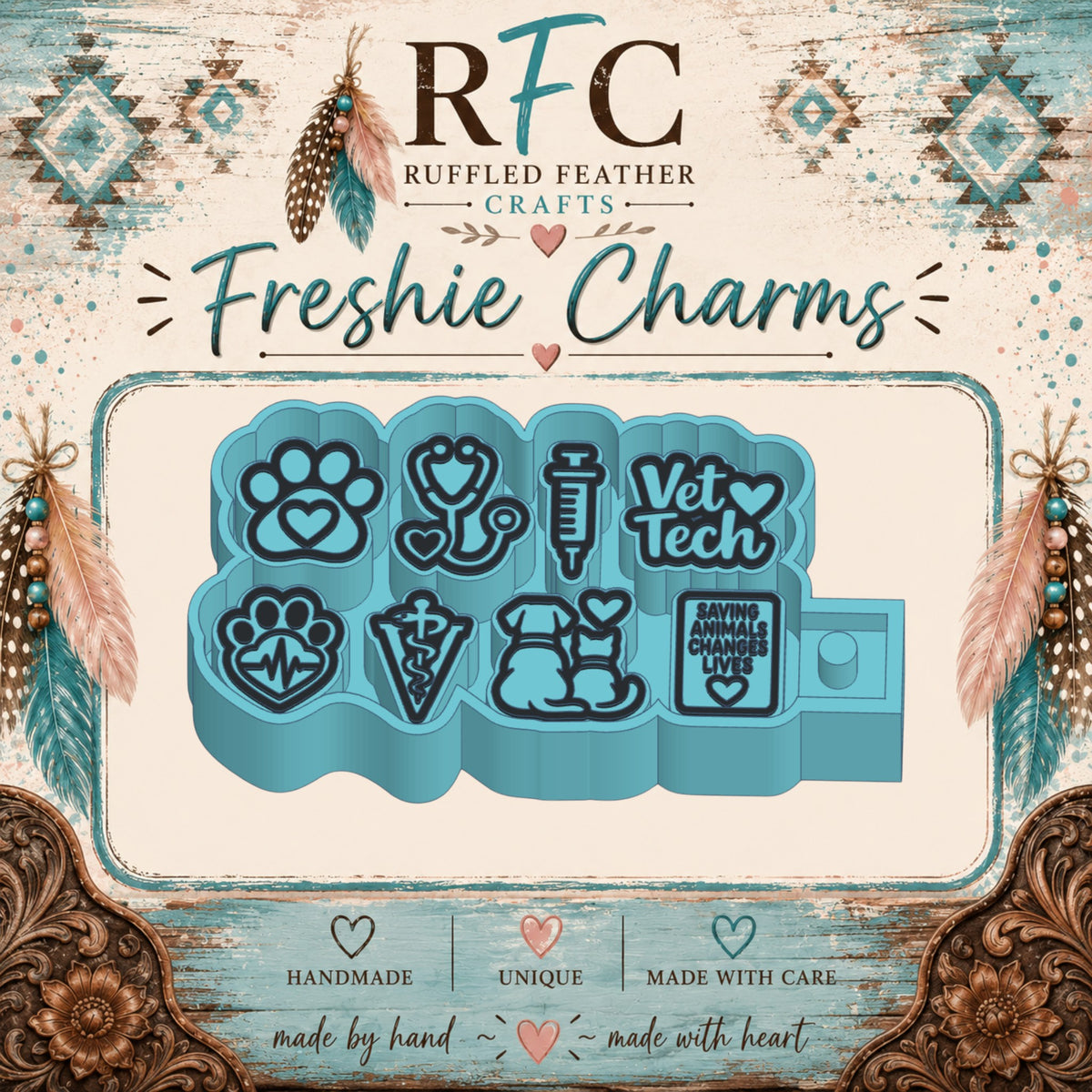 Vet Tech Freshie Charm Mold Set | 8 Mini Designs | Silicone Freshie Charm Mold