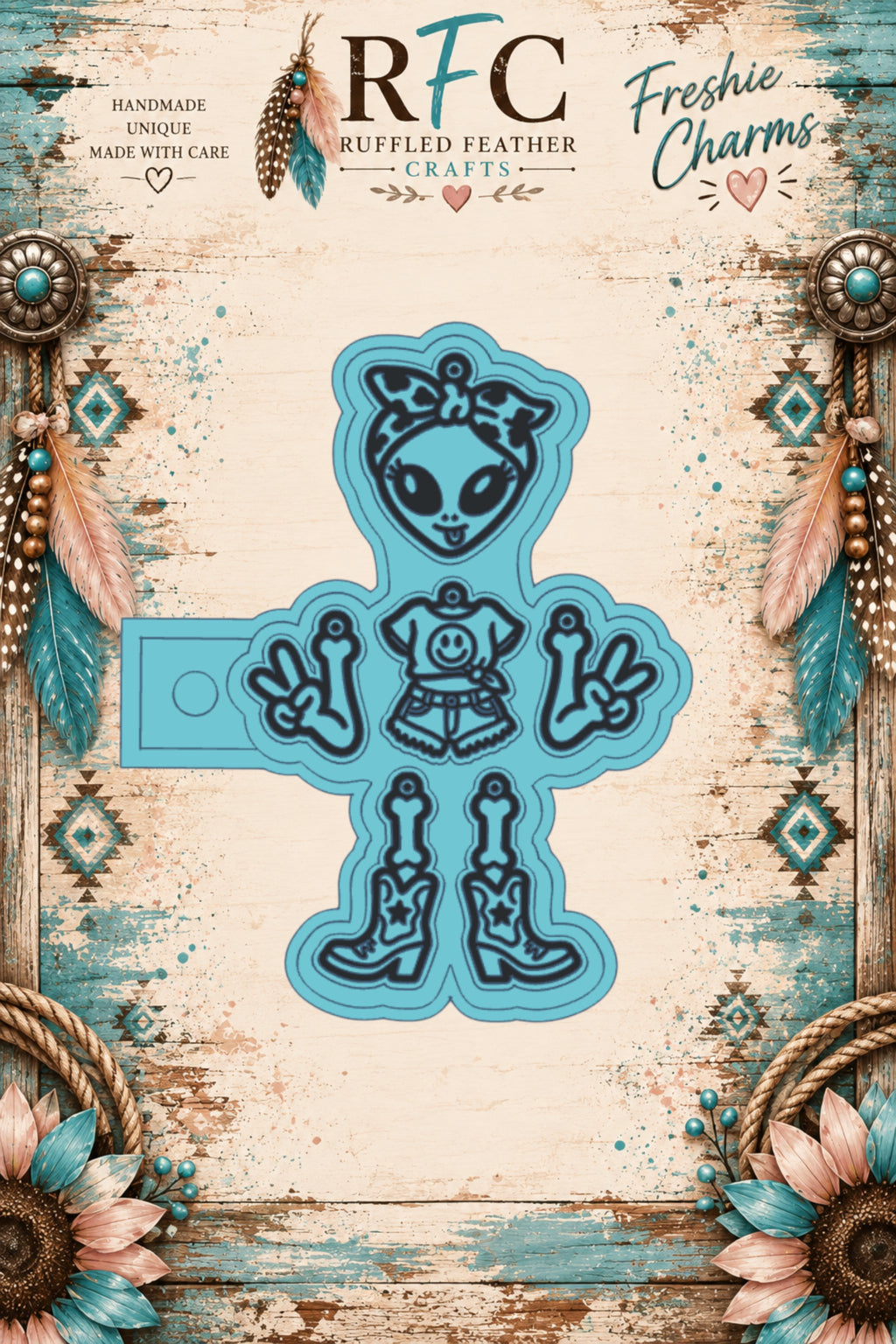 Alien Cowgirl | Articulated Silicone Freshie Charm Mold