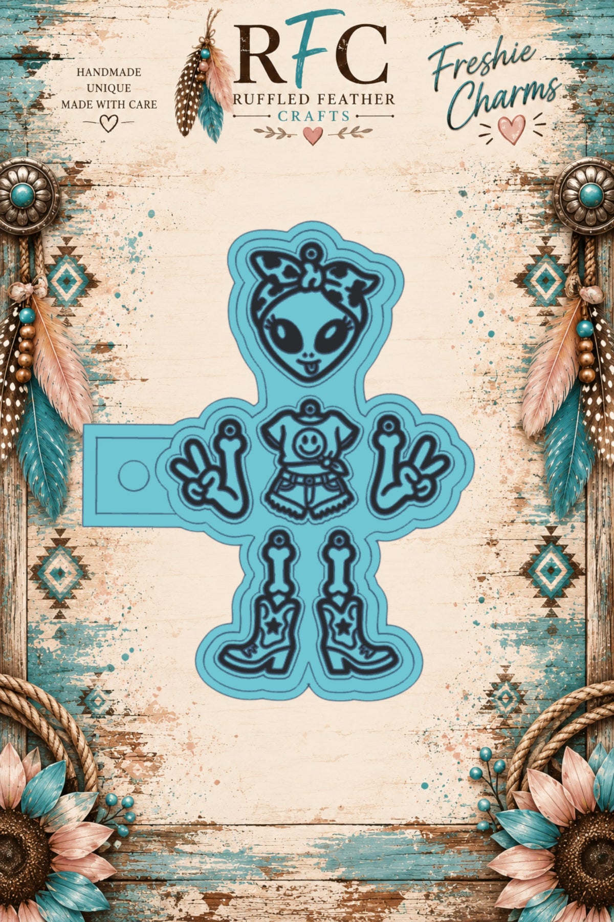 Alien Cowgirl | Articulated Silicone Freshie Charm Mold