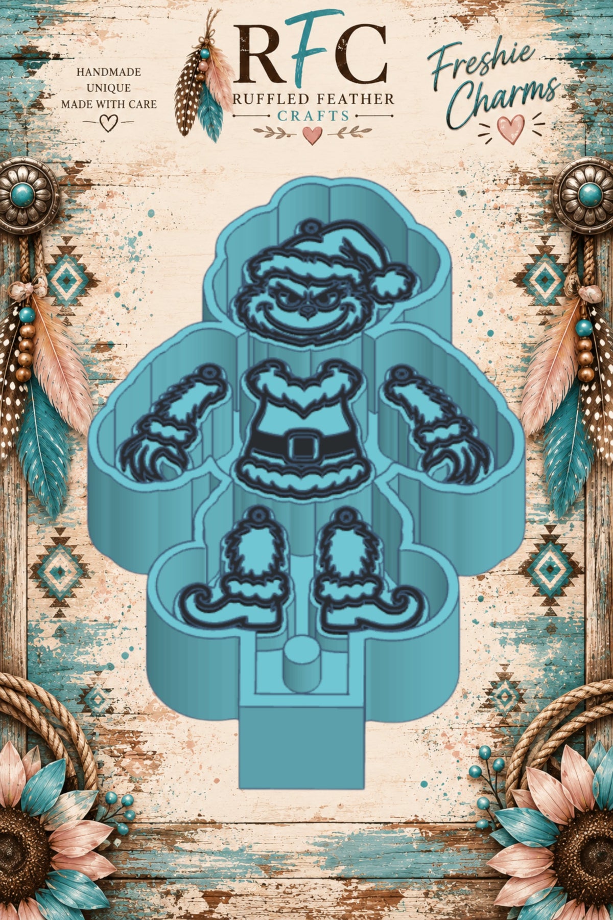 Christmas Grump | Articulated Silicone Freshie Charm Mold