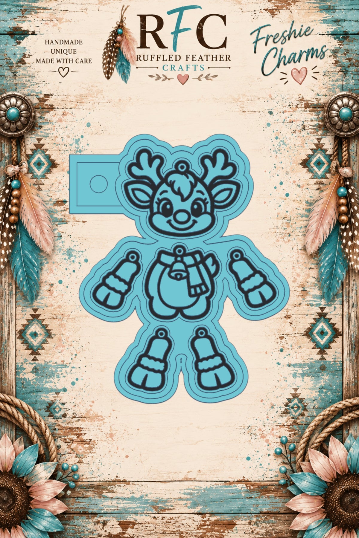 Christmas Reindeer | Silicone Articulated Freshie Charm Mold