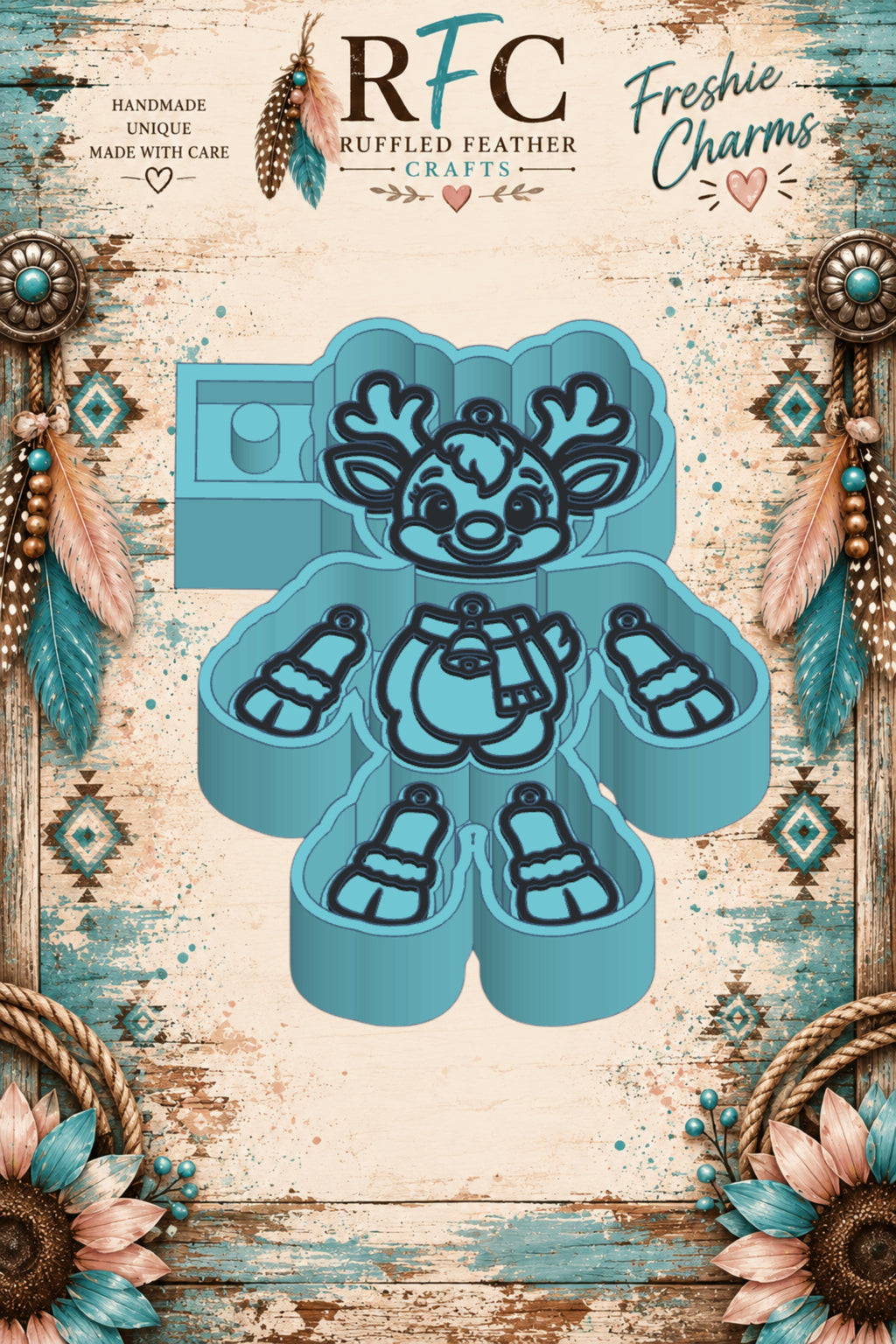 Christmas Reindeer | Silicone Articulated Freshie Charm Mold