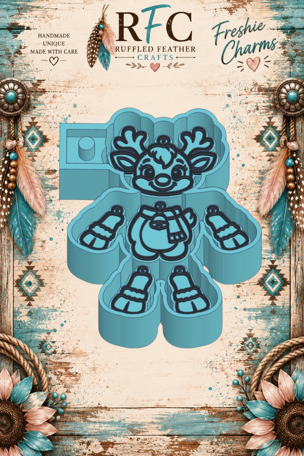 Christmas Reindeer | Silicone Articulated Freshie Charm Mold