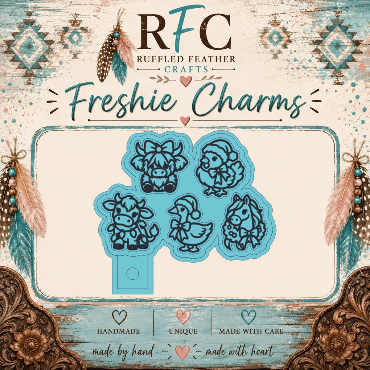 Christmas Farm Animals | Finished & Scented Freshie Charm Set