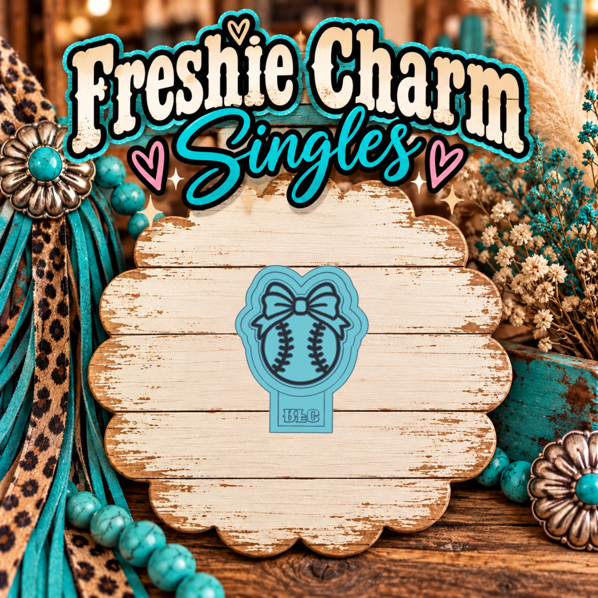 Softball with Bow | Silicone Freshie Charm Single Mold