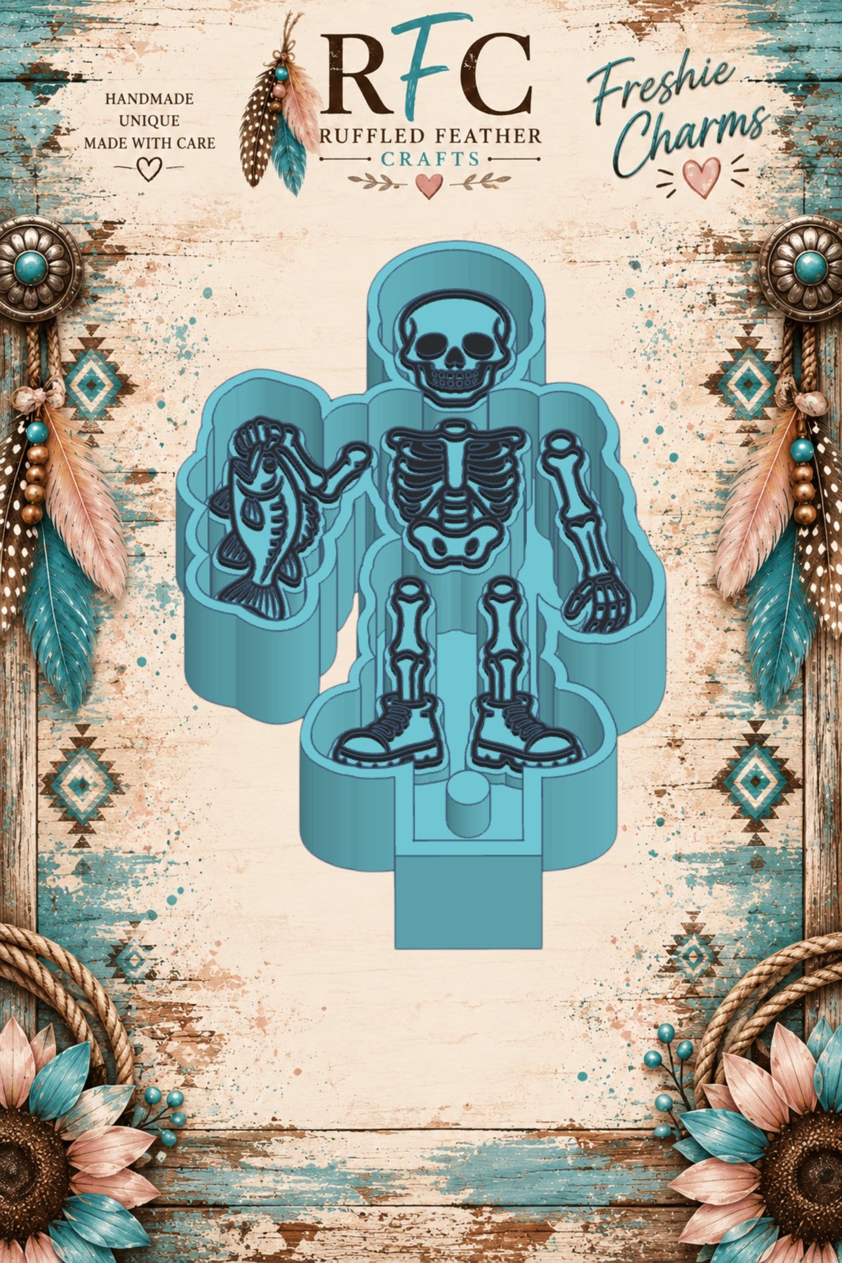 Fishing Skeleton | Articulated Silicone Freshie Charm Mold