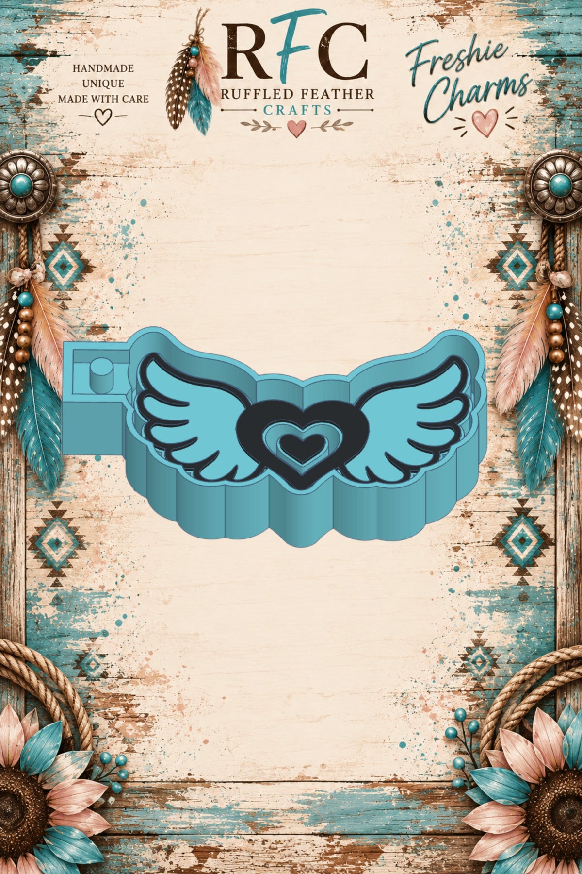 Angel Wings with Layered Hearts | Articulated Silicone Freshie Charm Mold