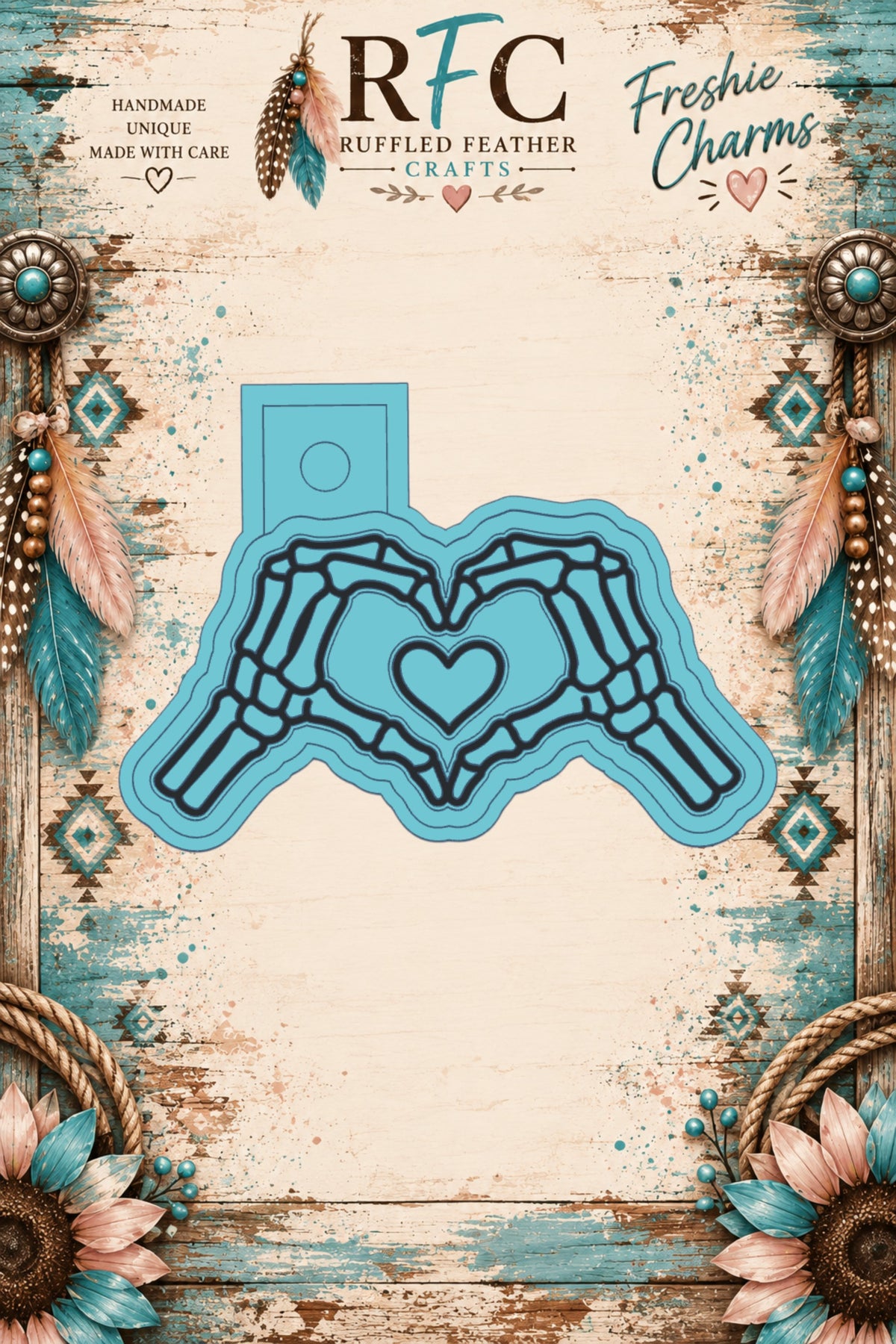 Skeleton Hands Making Heart | Articulated Silicone Freshie Charm Mold