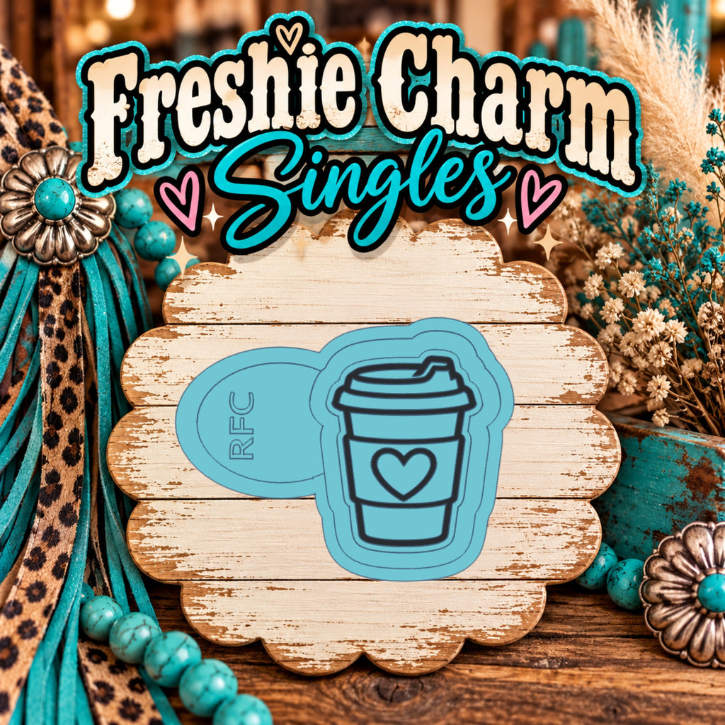 Coffee Cup with Heart | Silicone Freshie Charm Single Mold