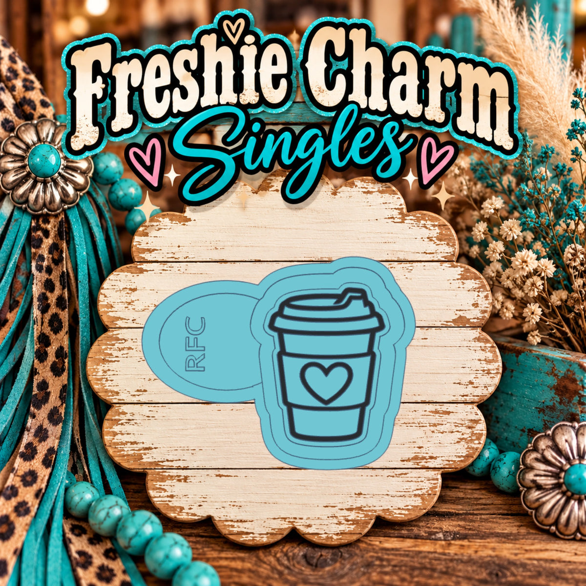 Coffee Cup with Heart | Silicone Freshie Charm Single Mold