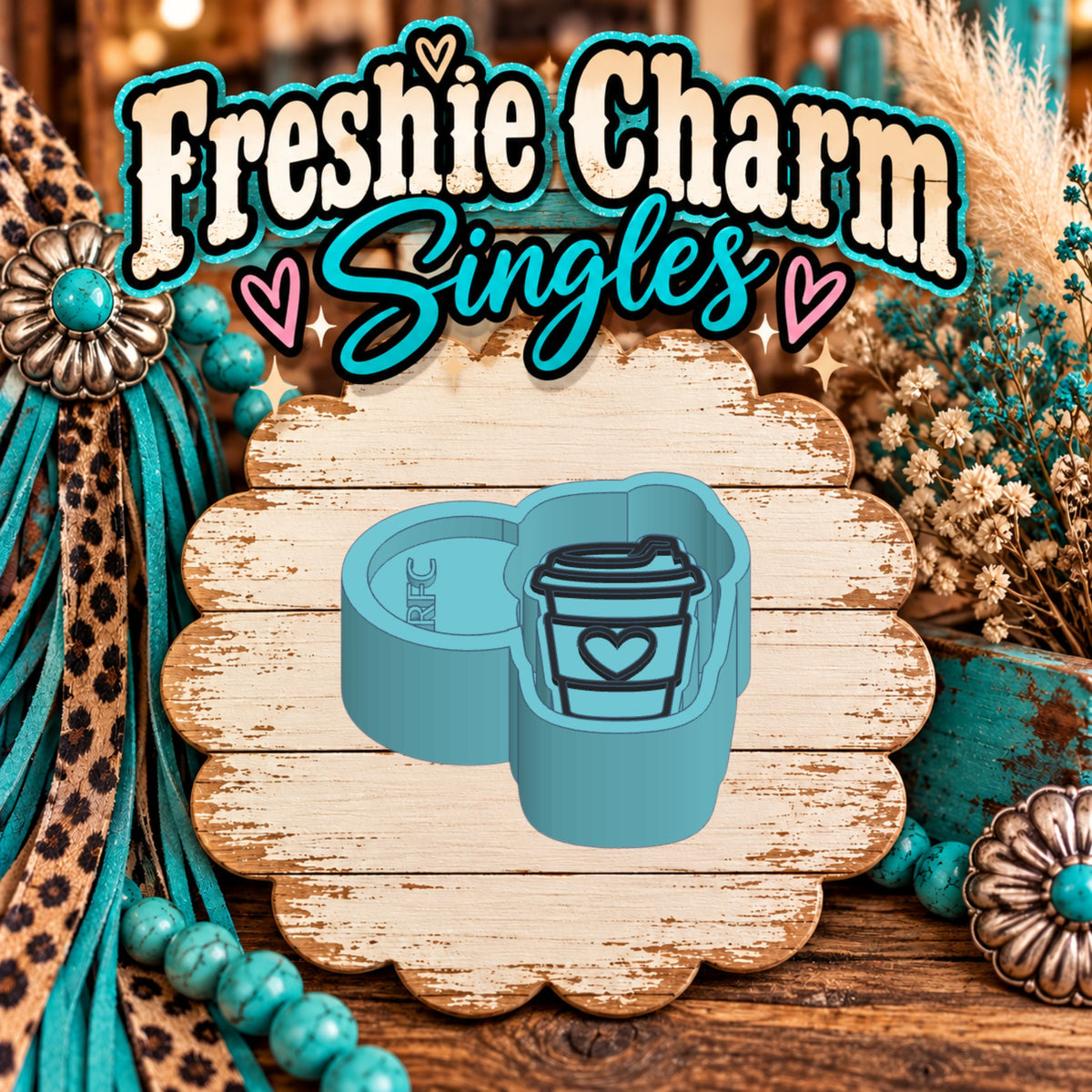 Coffee Cup with Heart | Silicone Freshie Charm Single Mold