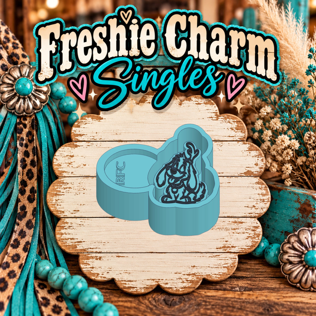 Dog with Antlers | Silicone Freshie Charm Single Mold