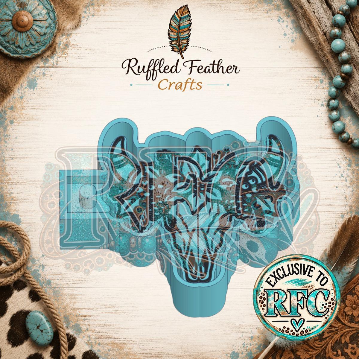 Christmas Floral Cow Skull | Silicone Freshie Mold