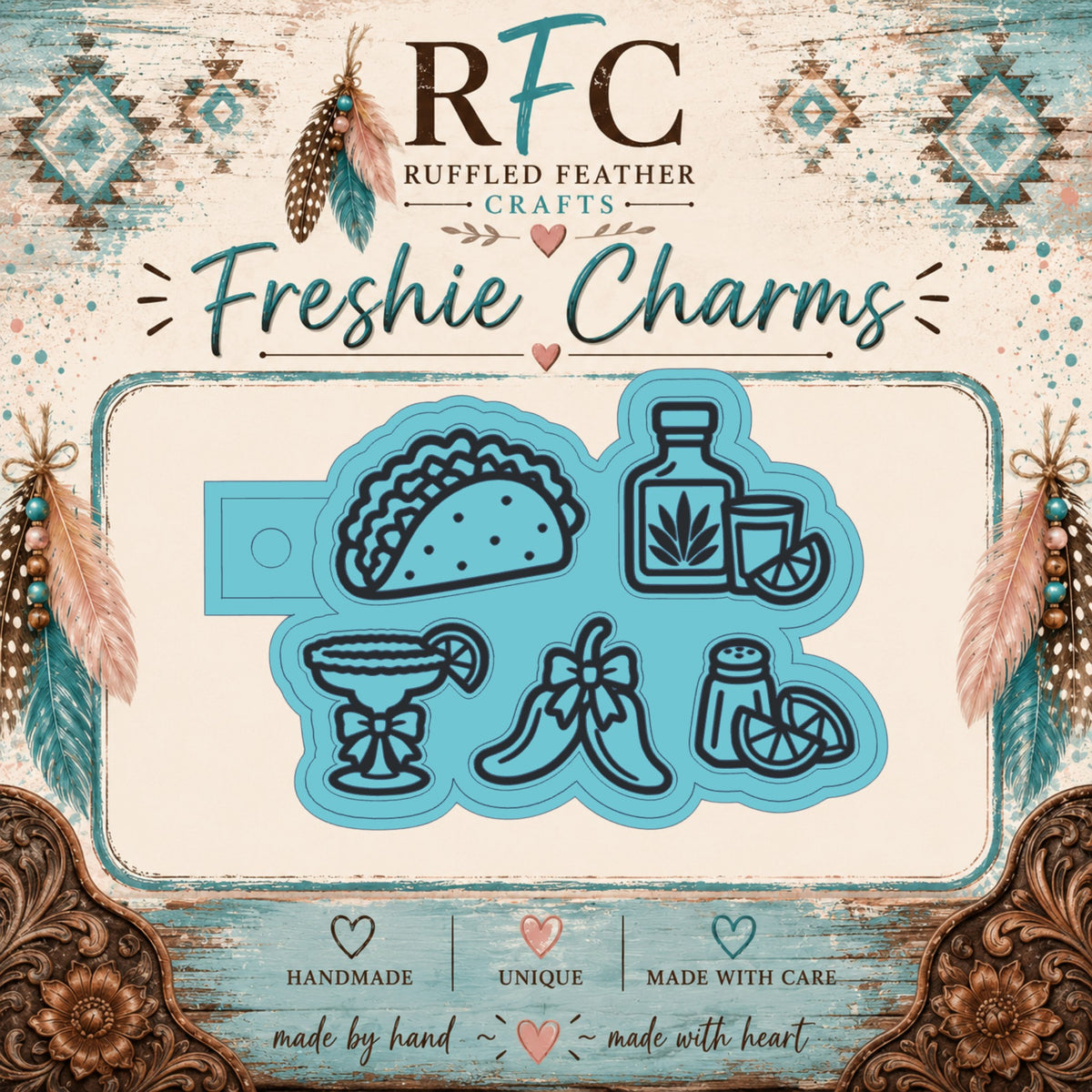 Tacos & Tequila | Finished & Scented Freshie Charm Set