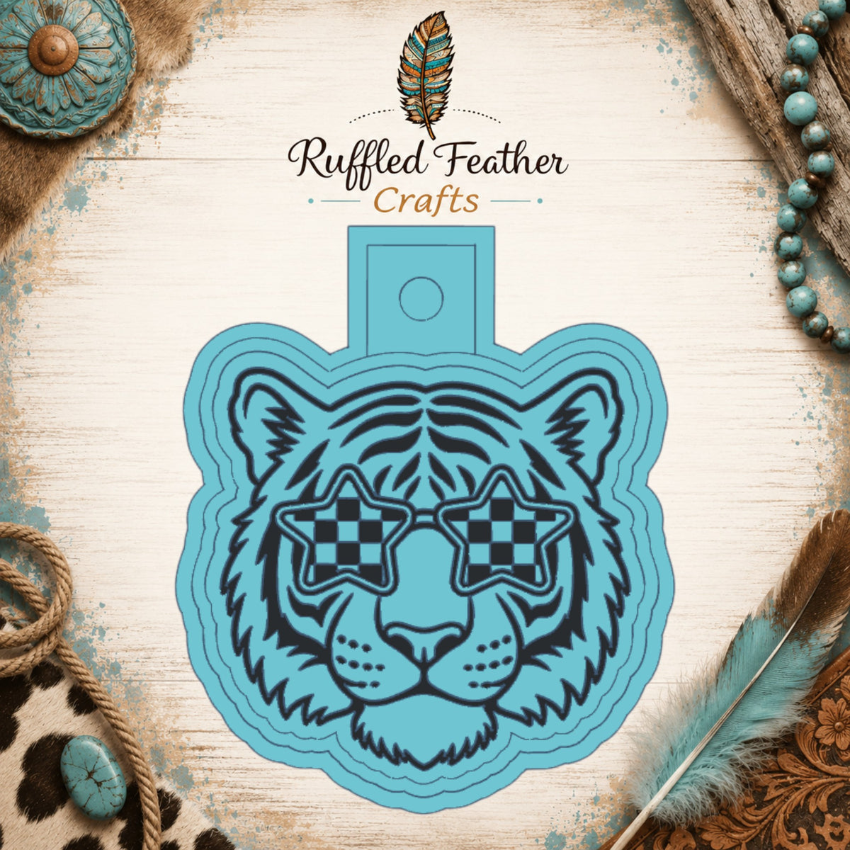 Tiger Mascot with Checkered Glasses Freshie Mold