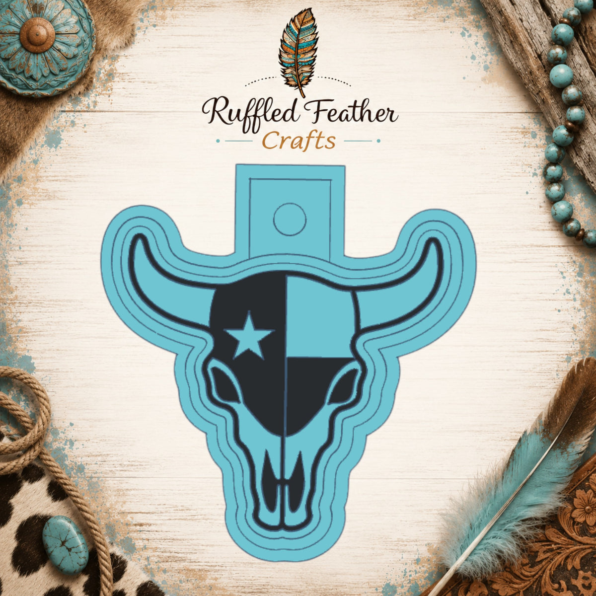 Texas Flag Bull Skull Freshie Mold