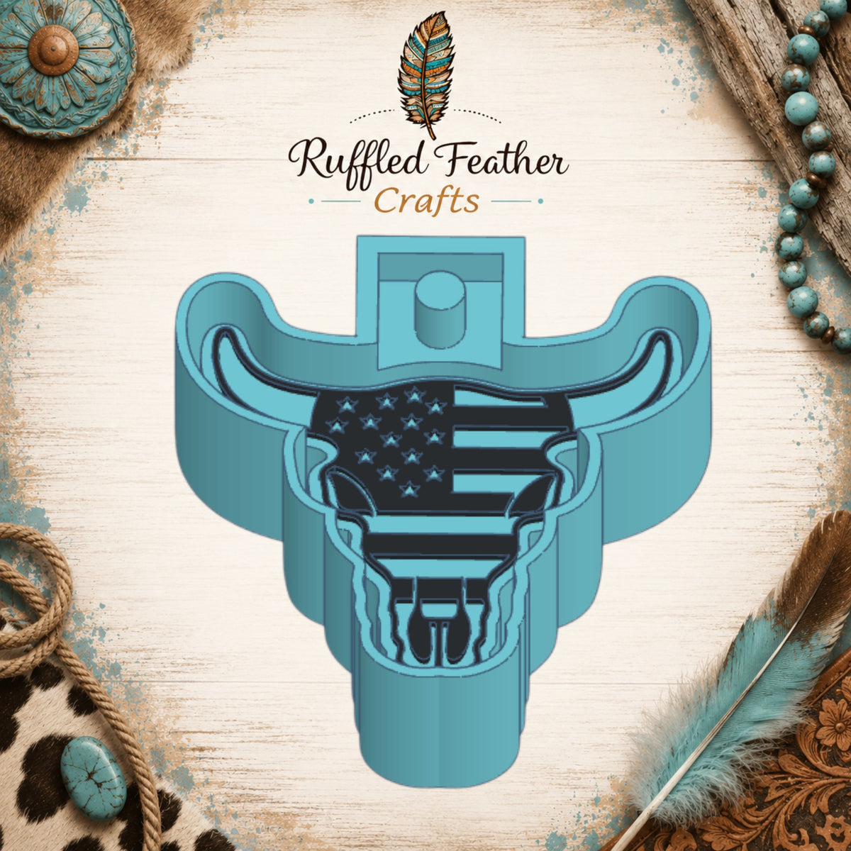 American Flag Bull Skull Freshie Mold