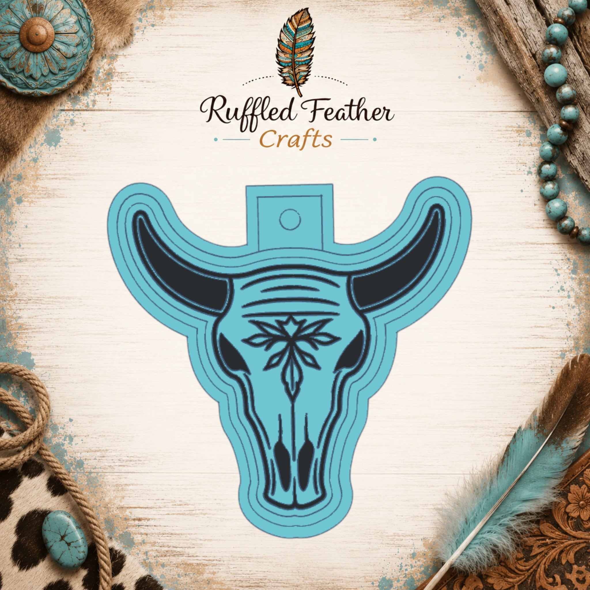 Boot Stitch Cow Skull Freshie Mold