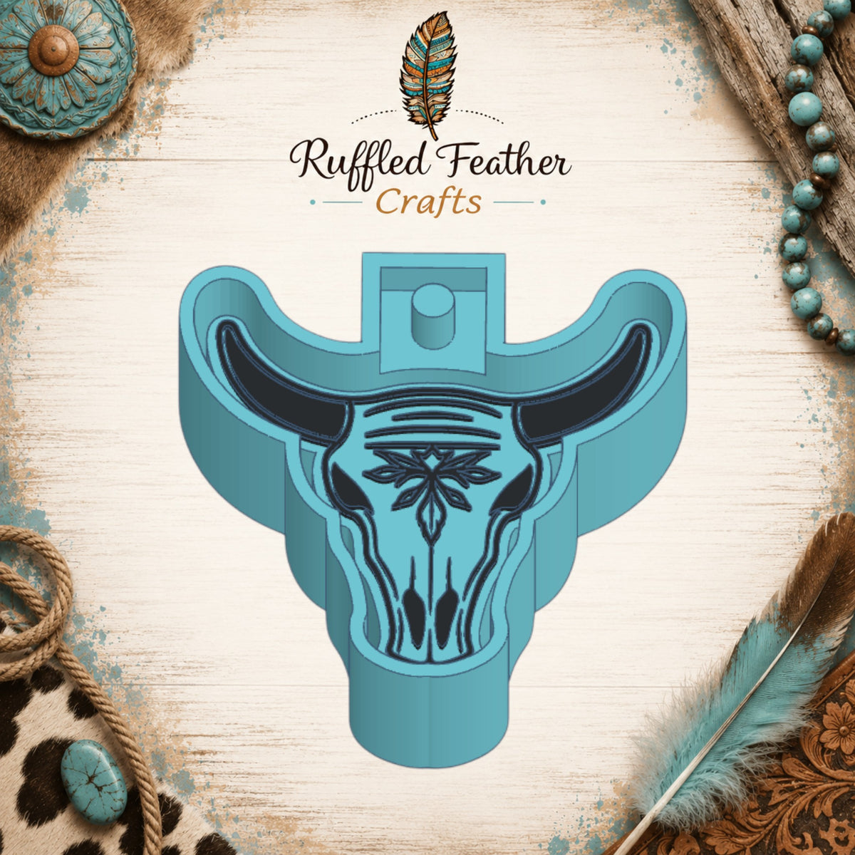 Boot Stitch Cow Skull Freshie Mold