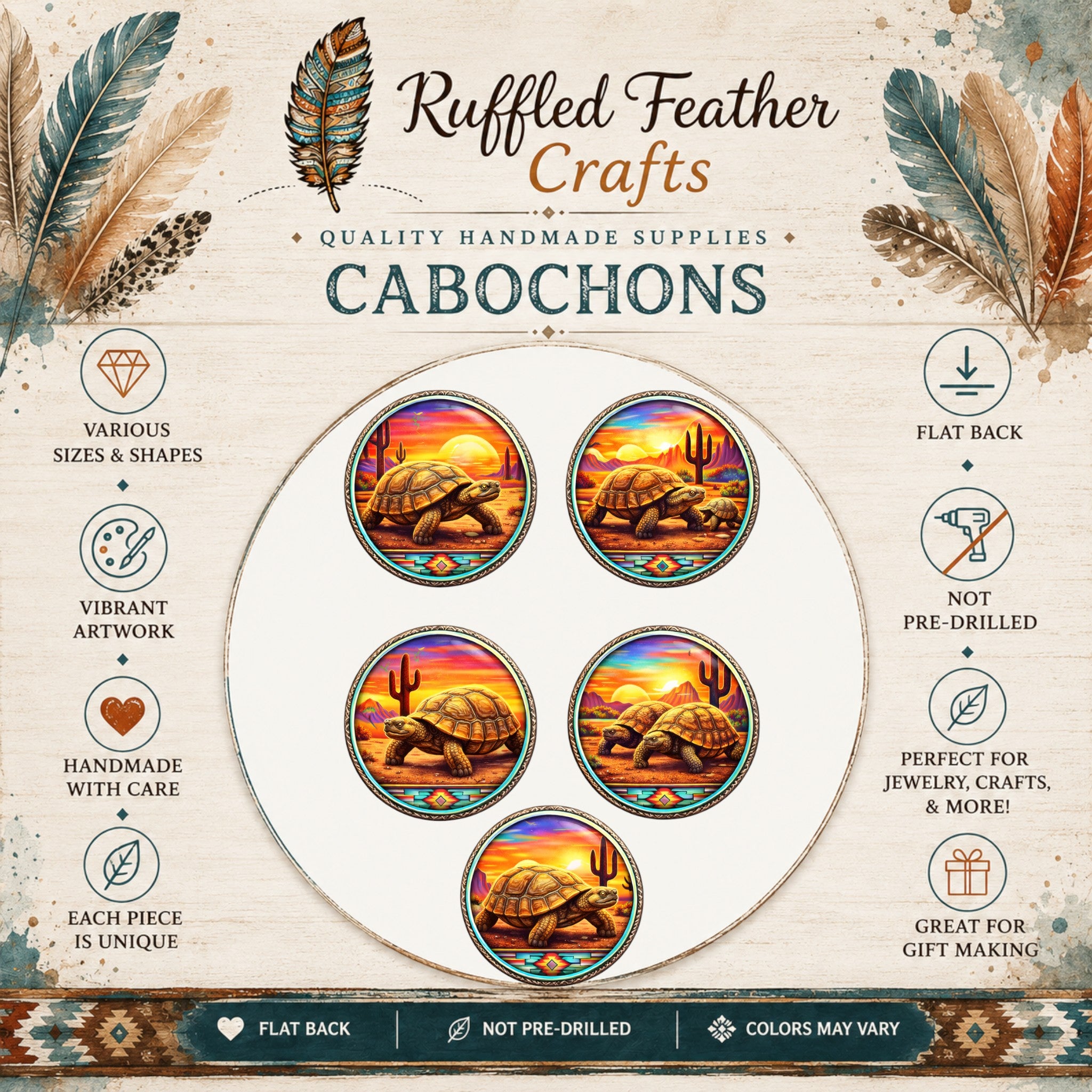 Desert Tortoise Southwest Round Cabochons