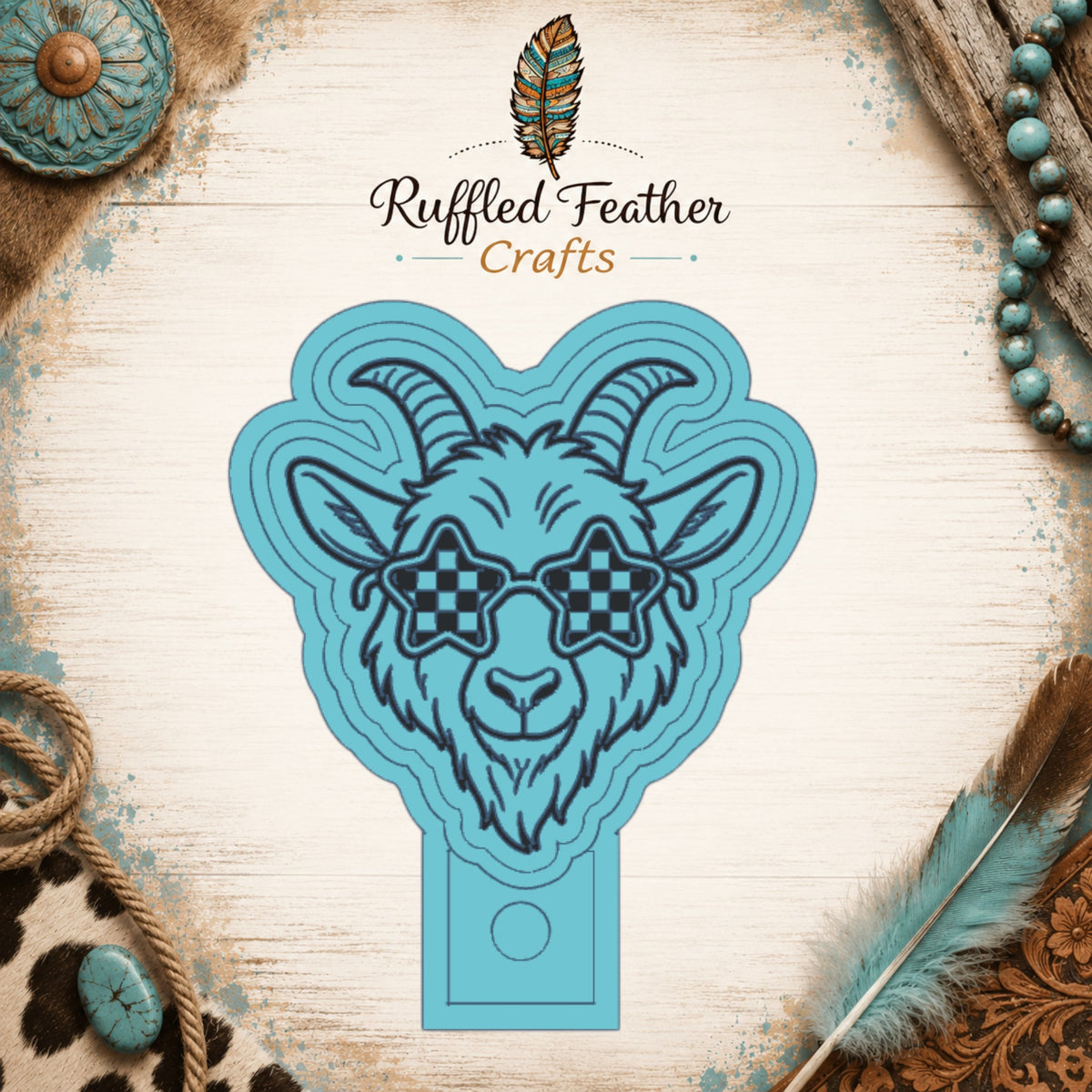 Goat with Checkered Glasses Freshie Mold