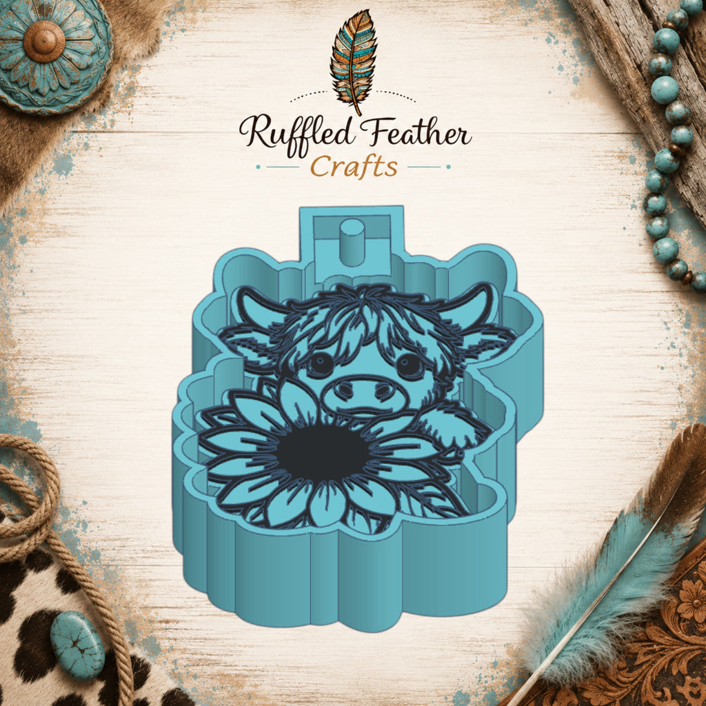 Highland Cow with Sunflower Freshie Mold