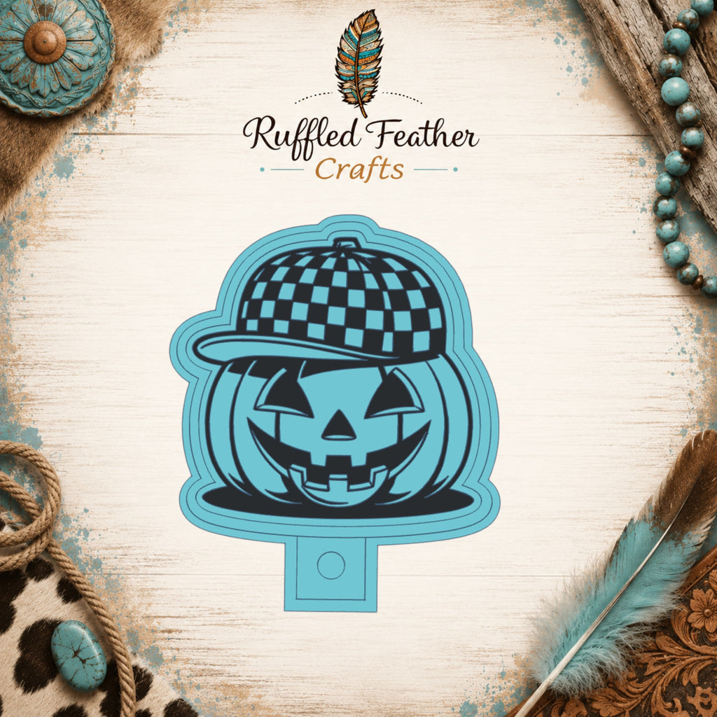 Pumpkin with Checkered Hat Freshie Mold
