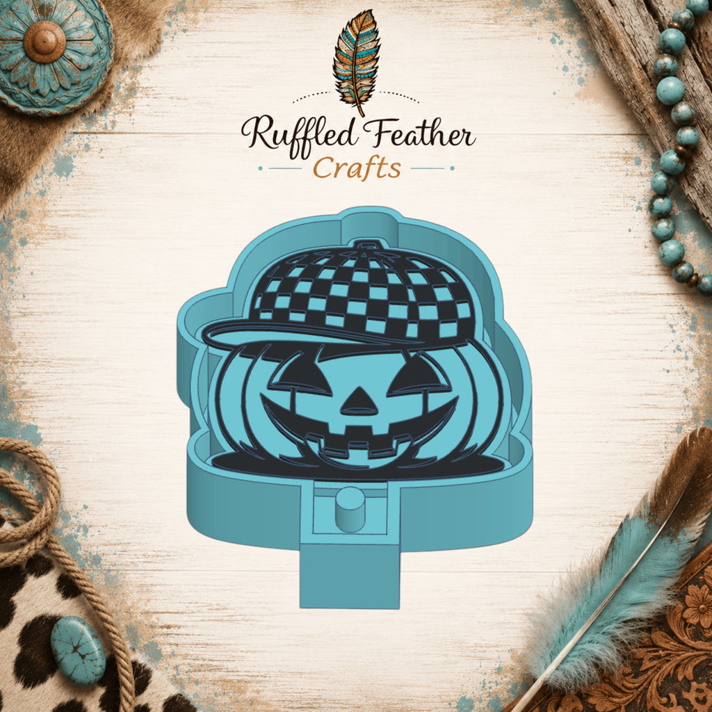 Pumpkin with Checkered Hat Freshie Mold