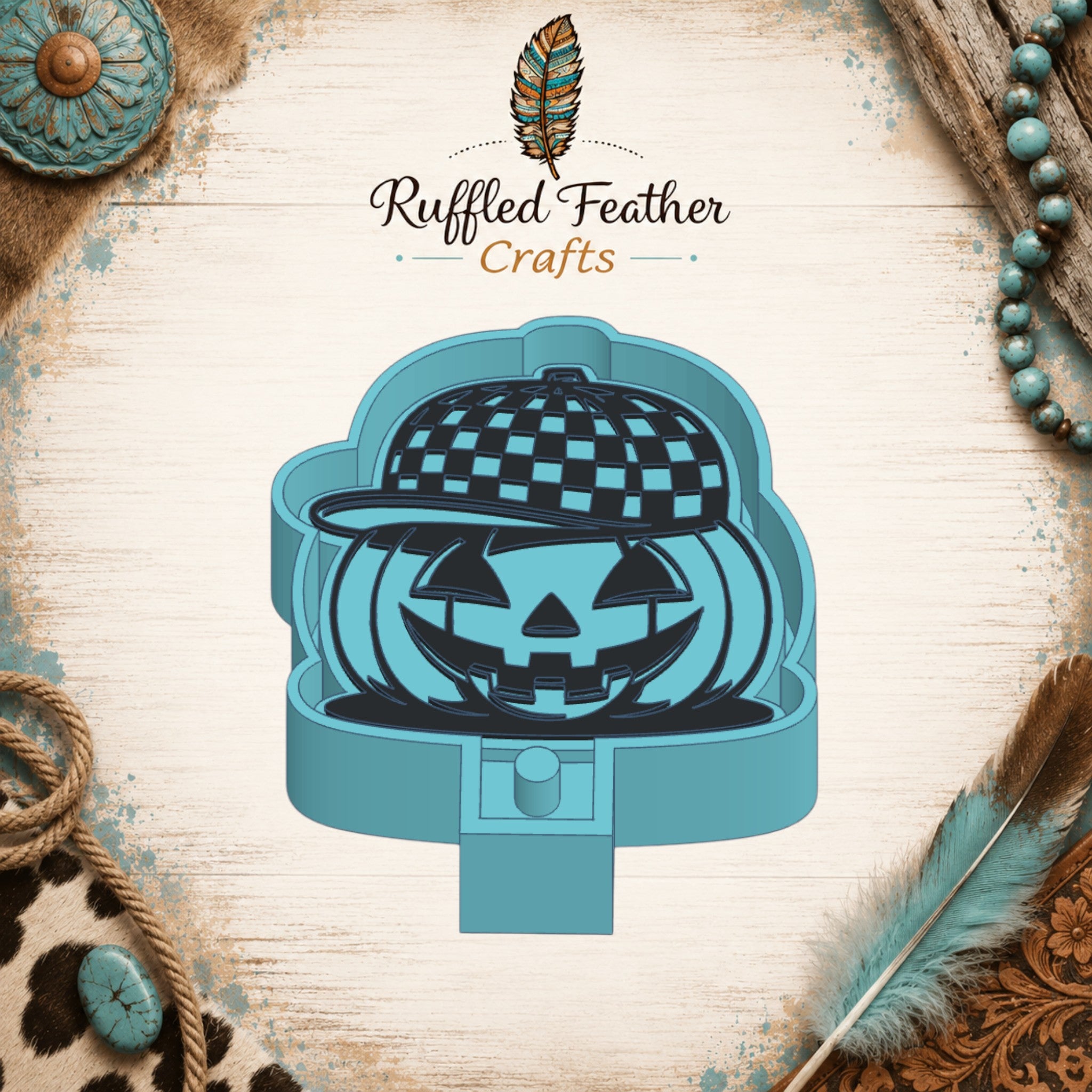 Pumpkin with Checkered Hat Freshie Mold