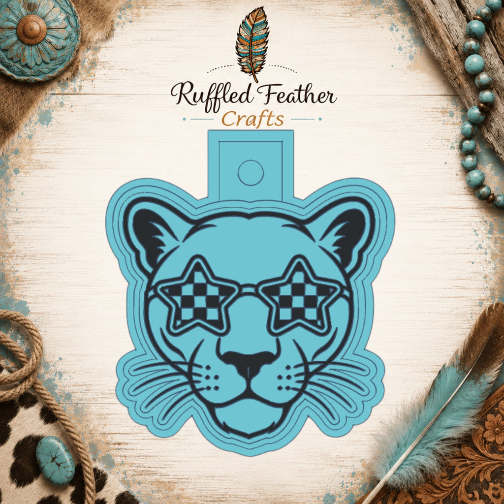 Panther Mascot with Checkered Glasses -Freshie Mold