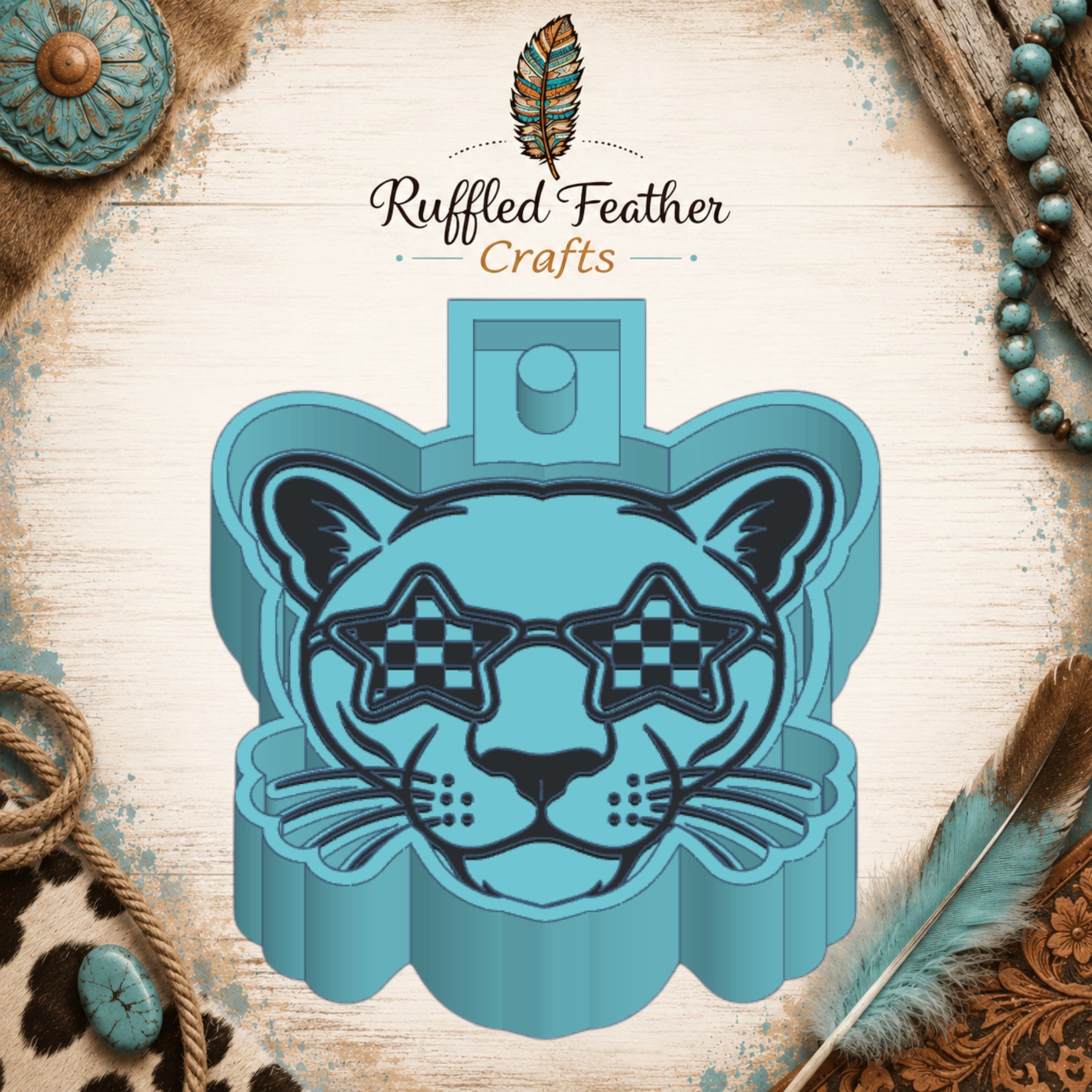 Panther Mascot with Checkered Glasses -Freshie Mold
