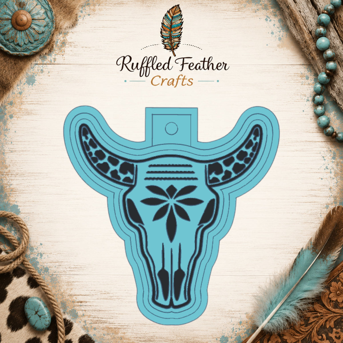 Leopard Longhorn Skull | Silicone Freshie Mold