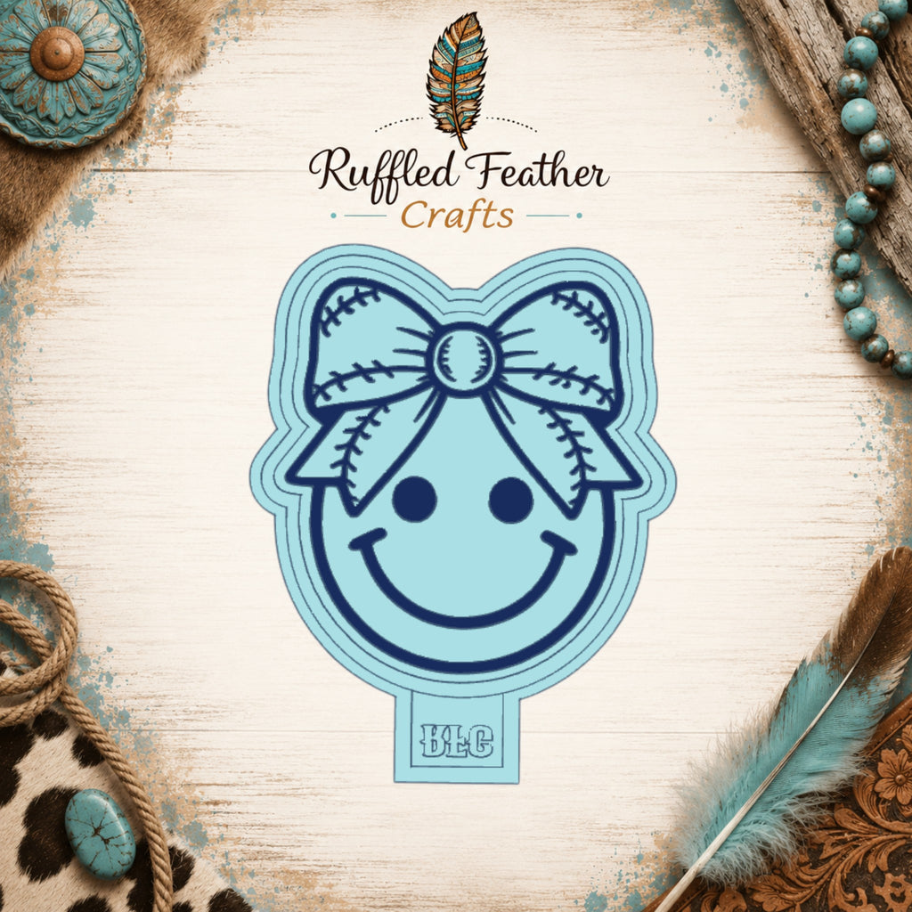 Softball Smiley with Bow Freshie Mold