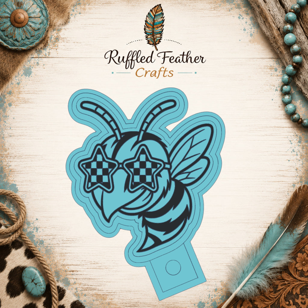 Yellowjacket Mascot with Checkered Glasses Freshie Mold